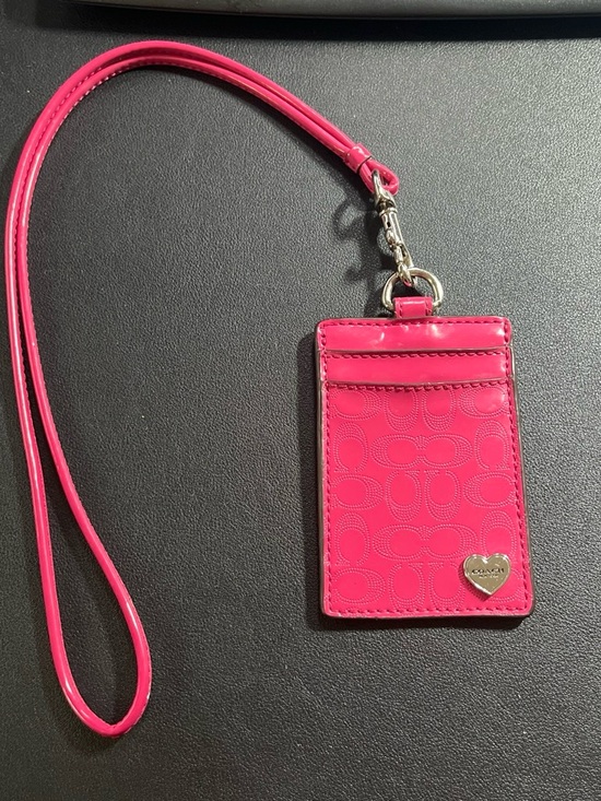 Coach Accessories - Coach Hot Pink Signature Lanyard Card Case with Heart Logo